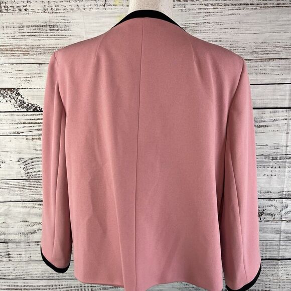 Nine West Blazer Jacket Mauve Pink Black Open Front Career Professional Church - Picture 9 of 10